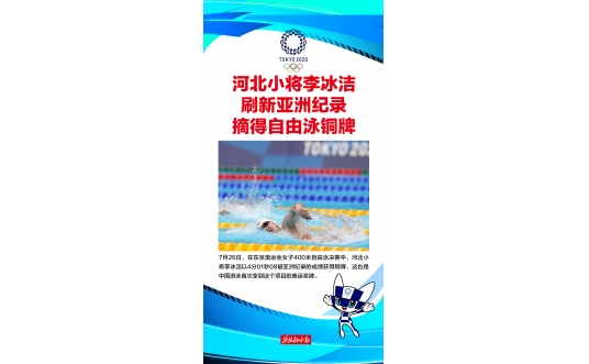 河北小将李冰洁刷新亚洲记录摘得自由泳铜牌